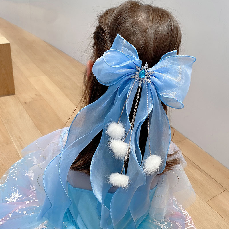 Ribbon Bow Gift - Princesa pompom presilhas de cabelo grande