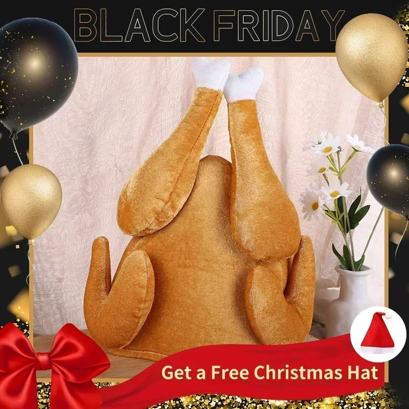 Santa Hat Plush - Pelúcia assada Thanksgiving Turquia Chapéu, Frango