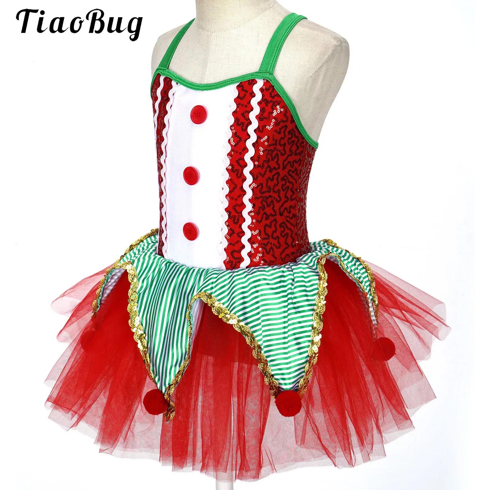 Elf Costume Christmas - Crianças meninas sem mangas lantejoulas ballet
