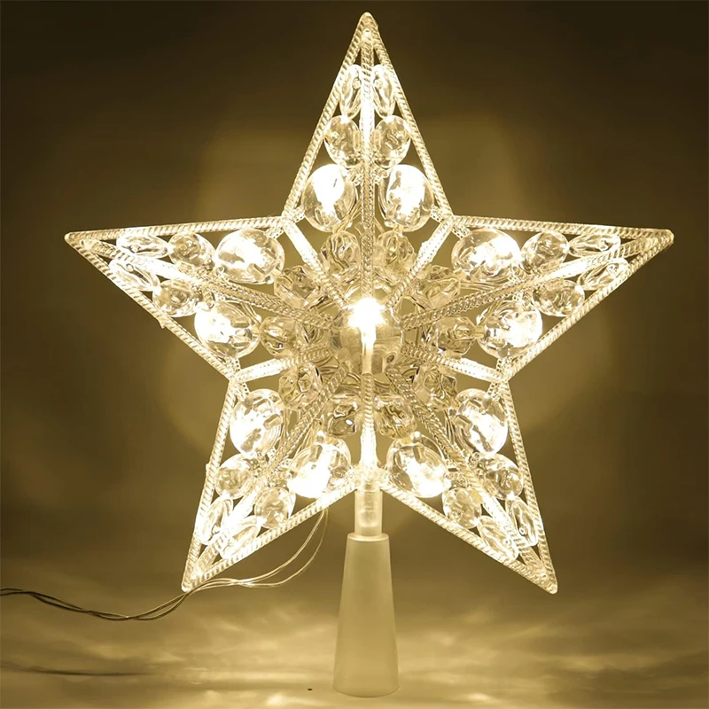Star Tree Topper - 15cm decoração de natal brilhante árvore