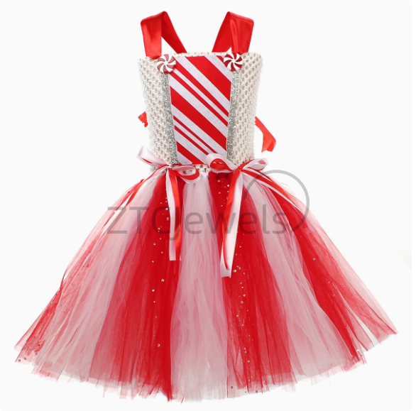 Meninas natal doce cana tutu v - Elf Costume Christmas avaliação e preço