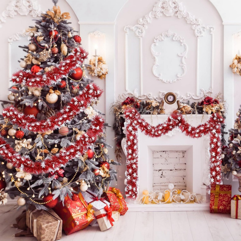 1pc natal enfeites floco de ne - Tinsel Garland Decoration avaliação e preço