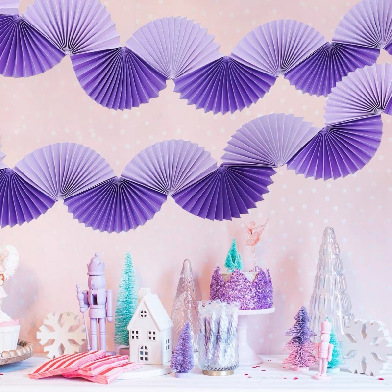 Roxo prata festa papel 3d fã f - Tinsel Garland Decoration avaliação e preço