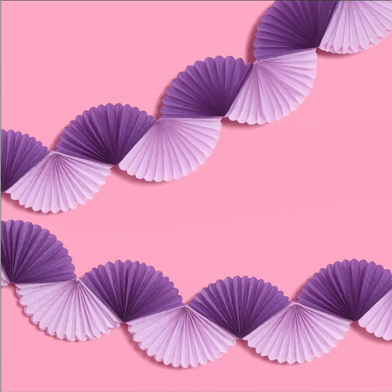 Roxo prata festa papel 3d fã f - Tinsel Garland Decoration avaliação e preço