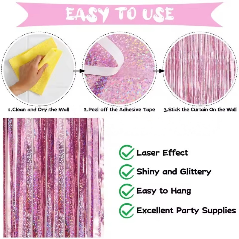 Pacote de 1/2/3 Cortinas de Fr - Tinsel Garland Decoration avaliação e preço