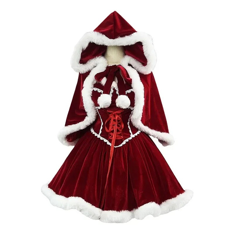Ano novo vestido vermelho mant - Elf Costume Christmas avaliação e preço